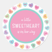 Sticker Rond Baby shower de bonbons cardiaques (Devant)