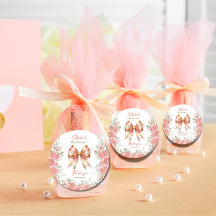 Sticker Rond Baby shower de boue fleurie or et rose