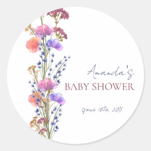 Sticker Rond Baby shower de bouquet floral acrylique et délicie