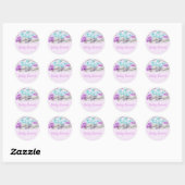 Sticker Rond Baby shower de bouquet floral mixte (Feuille)