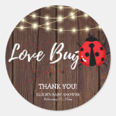 Sticker Rond Baby shower de bug d'amour rustique (Devant)