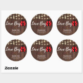 Sticker Rond Baby shower de bug d'amour rustique (Feuille)