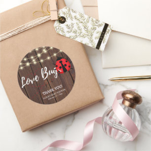 Sticker Rond Baby shower de bug d'amour rustique