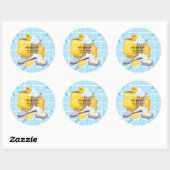 Sticker Rond Baby shower de bulles de caoutchouc moderne (Feuille)