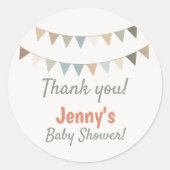 Sticker Rond Baby shower de bunker Pastel merci (Devant)
