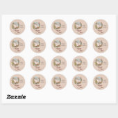 Sticker Rond Baby shower de Bunny de bois (Feuille)