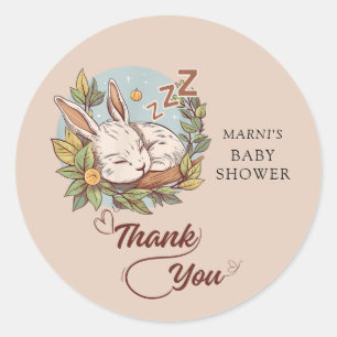 Sticker Rond Baby shower de Bunny de bois