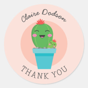 Sticker Rond Baby shower de cactus Cute kawaii