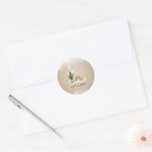 Sticker Rond Baby shower de Cactus de neige du désert