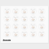 Sticker Rond Baby shower de calligraphie de lapin doux Merci (Feuille)