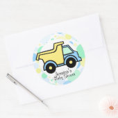 Sticker Rond Baby shower de camion de vidange (Enveloppe)