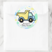 Sticker Rond Baby shower de camion de vidange (Sac)