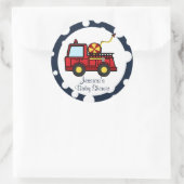 Sticker Rond Baby shower de camion-feu (Sac)