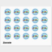 Sticker Rond Baby shower de camions (Feuille)