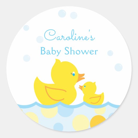 Sticker Rond Baby shower de canard en caoutchouc Faveurs (Devant)
