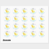 Sticker Rond Baby shower de canard jaune (Feuille)
