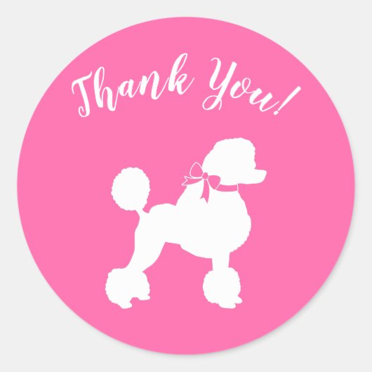 Sticker Rond Baby shower de caniche rose (Devant)