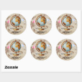 Sticker Rond Baby shower de cartes du monde Adventure Await (Feuille)