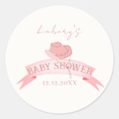 Sticker Rond Baby shower de Casquette de fille rose (Devant)
