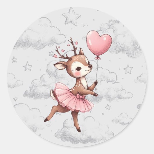 Sticker Rond Baby shower de cerfs (Devant)