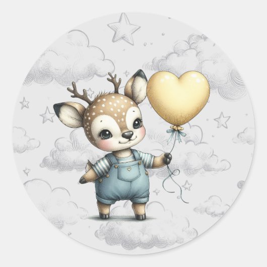 Sticker Rond Baby shower de cerfs (Devant)