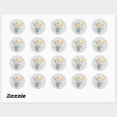 Sticker Rond Baby shower de cerfs (Feuille)