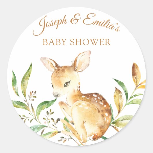 Sticker Rond Baby shower de cerfs de bébés (Devant)