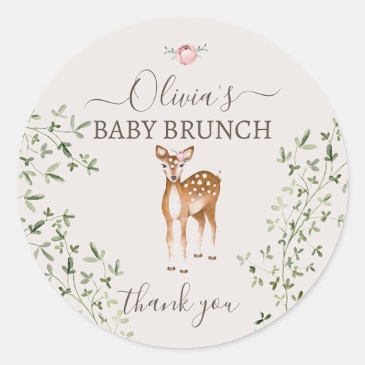 Sticker Rond Baby shower de cerfs de bois (Devant)