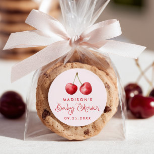 Sticker Rond Baby shower de cerisier Whimsical Watercolor