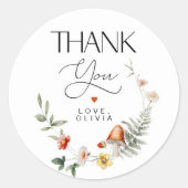 Sticker Rond Baby shower de champignons et fraises ou anniversa (Devant)