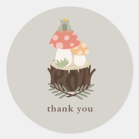 Sticker Rond Baby shower de champignons Merci (Devant)