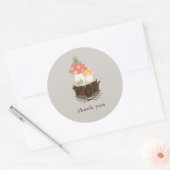 Sticker Rond Baby shower de champignons Merci (Enveloppe)