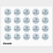 Sticker Rond Baby shower de chat bleu Cute Kitten (Feuille)