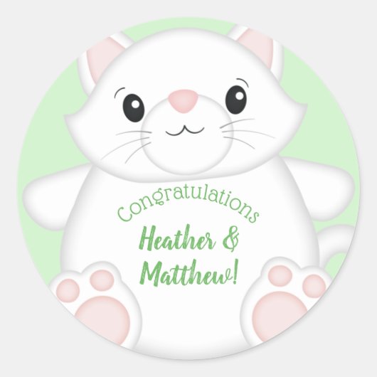 Sticker Rond Baby shower de chat Kitty (Devant)