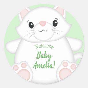 Sticker Rond Baby shower de chat Kitty