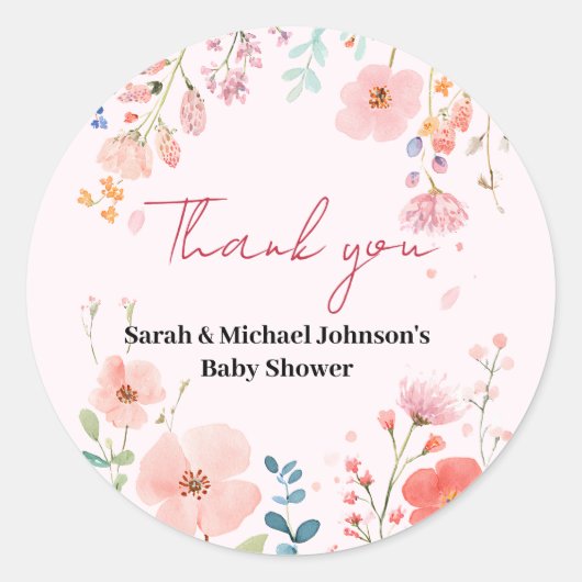 Sticker Rond Baby shower de chemin en floraison (Devant)