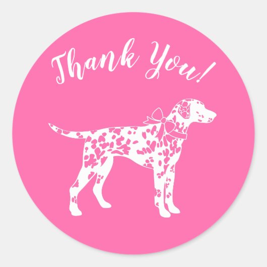 Sticker Rond Baby shower de Chien Dalmatien Chien Chien rose Ch (Devant)