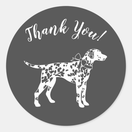 Sticker Rond Baby shower de Chien Dalmatien gris chiot (Devant)