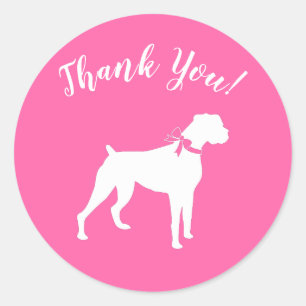 Sticker Rond Baby shower de chien de boxer fille rose