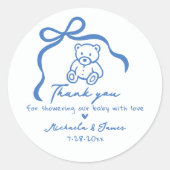 Sticker Rond Baby shower de chien en bois et en teddy pour chie (Devant)