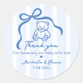 Sticker Rond Baby shower de chien en bois et en teddy pour chie (Devant)