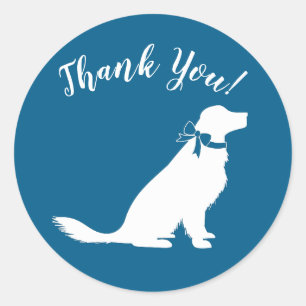 Sticker Rond Baby shower de chiens Golden Retriever