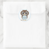Sticker Rond Baby shower de Chouette Bleue pour un garçon (Sac)