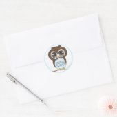 Sticker Rond Baby shower de Chouette Bleue pour un garçon (Enveloppe)