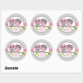 Sticker Rond Baby shower de Chouettes adorables (Feuille)