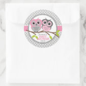 Sticker Rond Baby shower de Chouettes adorables (Sac)