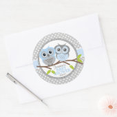 Sticker Rond Baby shower de Chouettes adorables (Enveloppe)