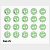 Sticker Rond Baby shower de cigogne vert (Feuille)