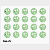 Sticker Rond Baby shower de cigogne vert genre neutre (Feuille)