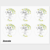 Sticker Rond Baby shower de citron jaune rustique (Feuille)